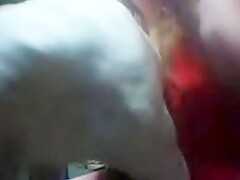 milf in red having sex with dog
